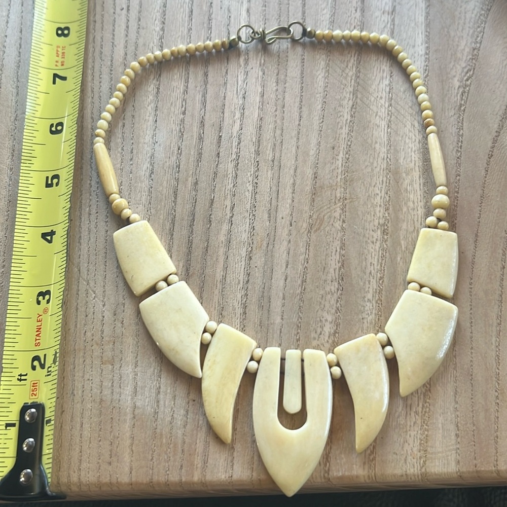 Carved horn native inspired necklace
